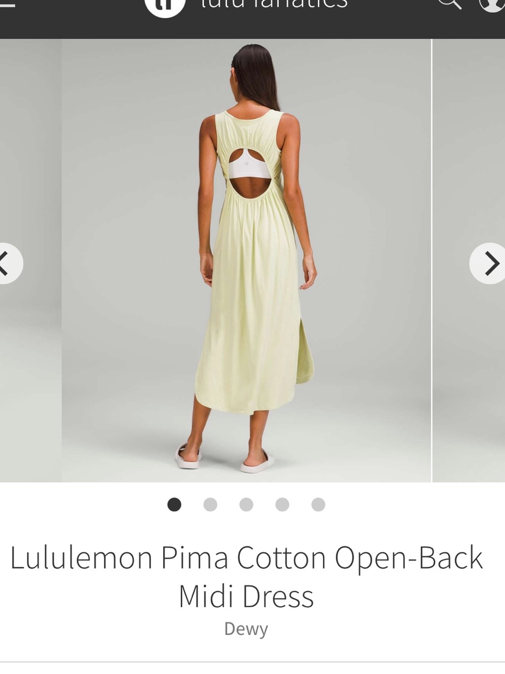 lululemon athletica Pima Cotton Open-Back Midi Dress - Dewy Pale Yellow